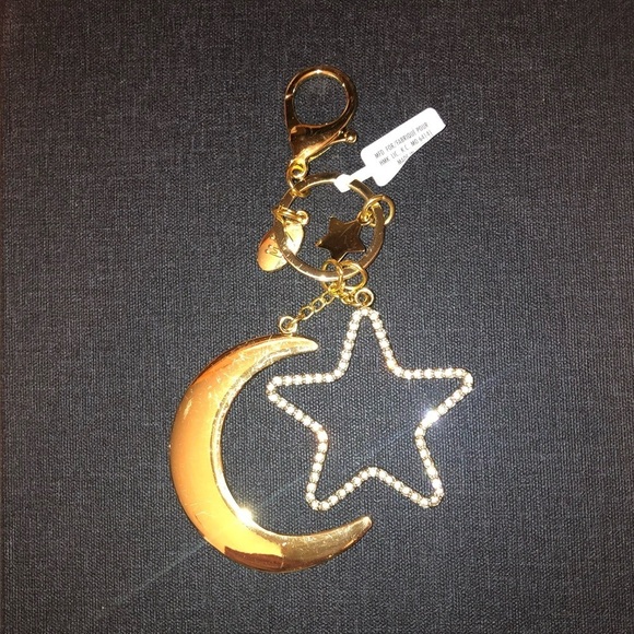 Bejeweled Gold Star and Moon Keychain - Picture 4 of 4